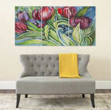 Safavieh Nouveau Tulips Wall Art Triptych Assorted and Natural Acrylic Abies Fabric Canvas ART2038A 683726432531