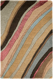 Artist Studio ART-229 Modern NZ Wool, Viscose Rug ART229-3353 Camel, Rust, Beige, Light Gray, Tan, Mustard, Teal, Dark Brown 90% NZ Wool, 10% Viscose 3'3" x 5'3"