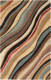 Artist Studio ART-229 Modern NZ Wool, Viscose Rug ART229-58 Camel, Rust, Beige, Light Gray, Tan, Mustard, Teal, Dark Brown 90% NZ Wool, 10% Viscose 5' x 8'