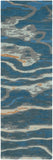 Artist Studio ART-239 Modern Wool Rug ART239-268 Navy, Seafoam, Dark Brown, Beige, Denim, Camel 100% Wool 2'6" x 8'