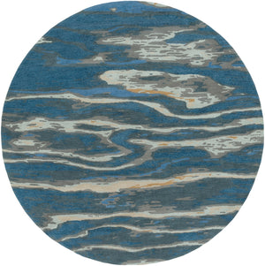 Artist Studio ART-239 Modern Wool Rug ART239-8RD Navy, Seafoam, Dark Brown, Beige, Denim, Camel 100% Wool 8' Round
