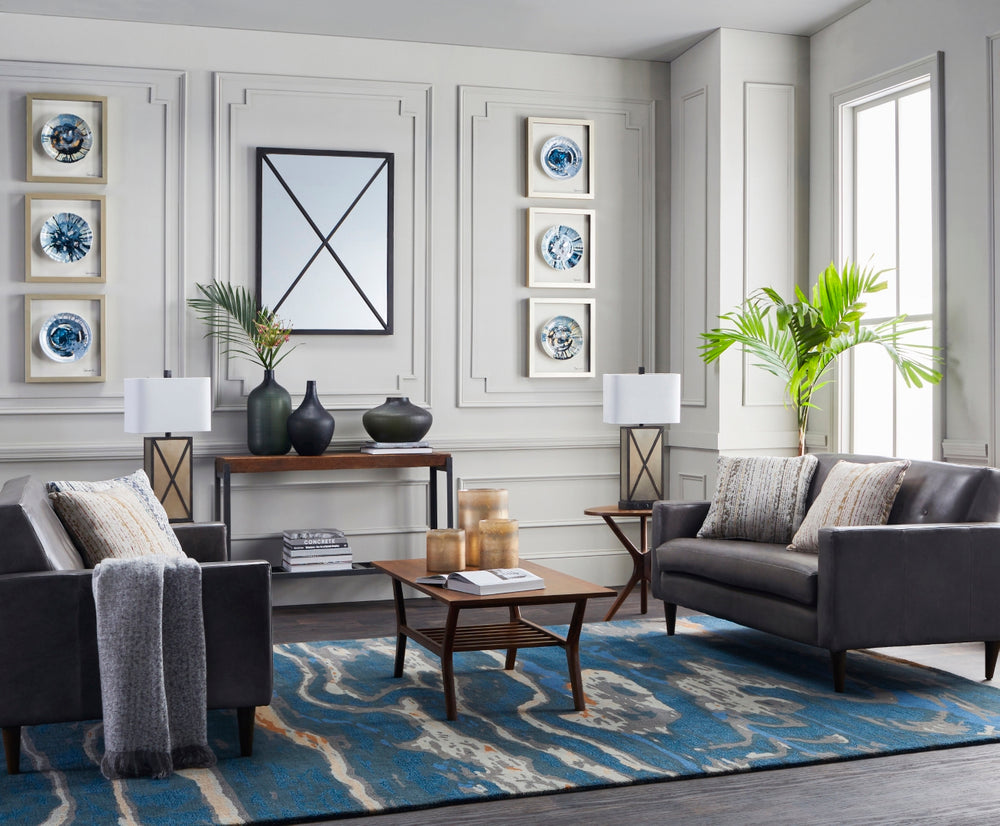 Artist Studio ART-239 Modern Wool Rug ART239-913 Navy, Seafoam, Dark Brown, Beige, Denim, Camel 100% Wool 9' x 13'