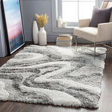 Alta shag ASG-2303 Modern Polypropylene Rug ASG2303-81012 Charcoal, White, Light Gray, Medium Gray 100% Polypropylene 8'10" x 12'