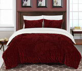 Josepha Burgundy King 3pc Comforter Set