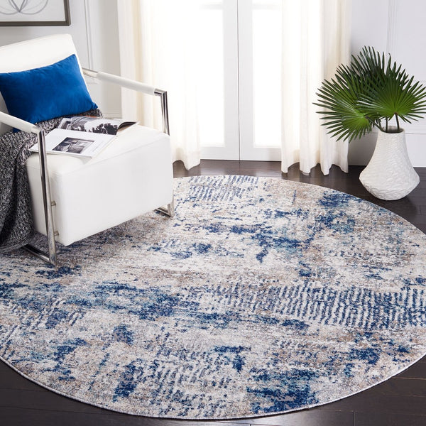 Aston 700 Aston 712 Contemporary Power Loomed 100% Polypropylene Friese Rug Grey / Navy