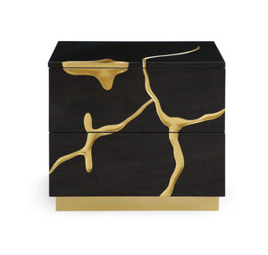 VIG Furniture Modrest Aspen - Modern Wide Black and Gold Nightstand VGVCN1801-BLKX-NS-W