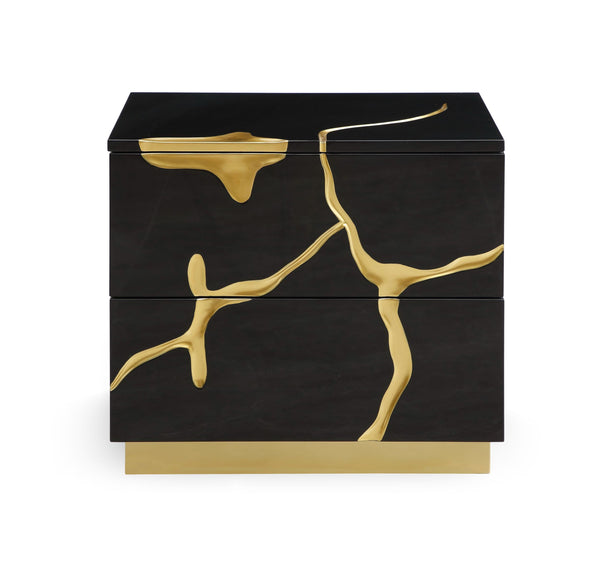 VIG Furniture Modrest Aspen - Modern Wide Black and Gold Nightstand VGVCN1801-BLKX-NS-W