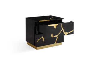 VIG Furniture Modrest Aspen - Modern Wide Black and Gold Nightstand VGVCN1801-BLKX-NS-W