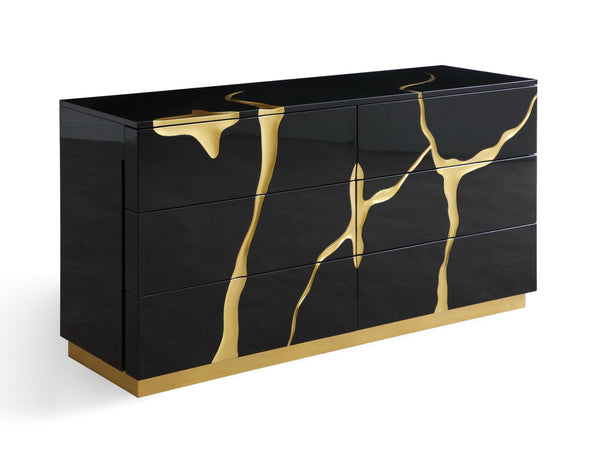 VIG Furniture Modrest Aspen - Modern Black and Gold Dresser VGVC-J1801-D-L-W