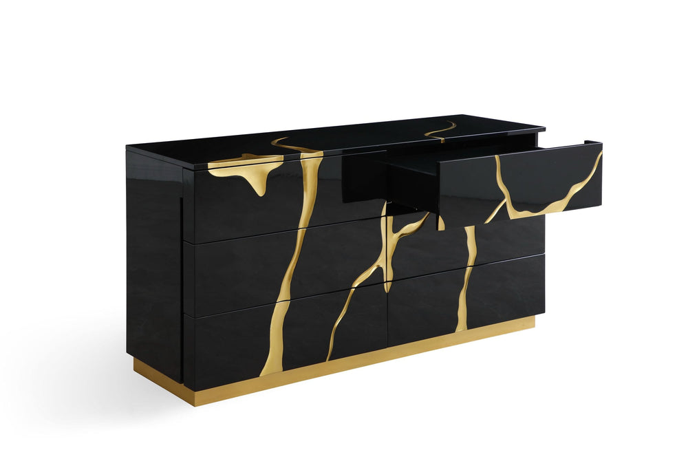 VIG Furniture Modrest Aspen - Modern Black and Gold Dresser VGVC-J1801-D-L-W