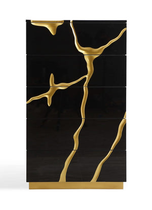 VIG Furniture Modrest Aspen - Modern Black and Gold Chest VGVCJ1801-5H-BLK-CHEST