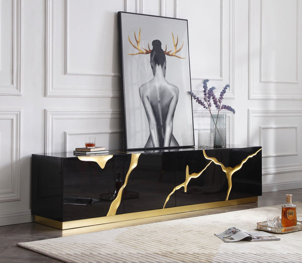 VIG Furniture Modrest Aspen - Modern Black & Gold TV Stand VGVCTV1801-BLK-TV