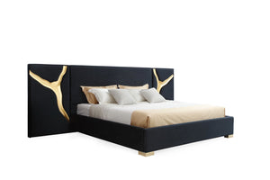VIG Furniture Modrest Aspen - Glam Black Velvet & Gold Bed VGVCBD1801-BLK-BED