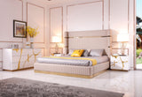 Modrest Aspen - Modern Beige + Rose Gold Bed + Nightstands