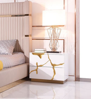 VIG Furniture Modrest Sterling - Queen Modern Beige + Gold Bed + Nightstands VGVCBD1901-BEI-BED-2NS-SET-Q