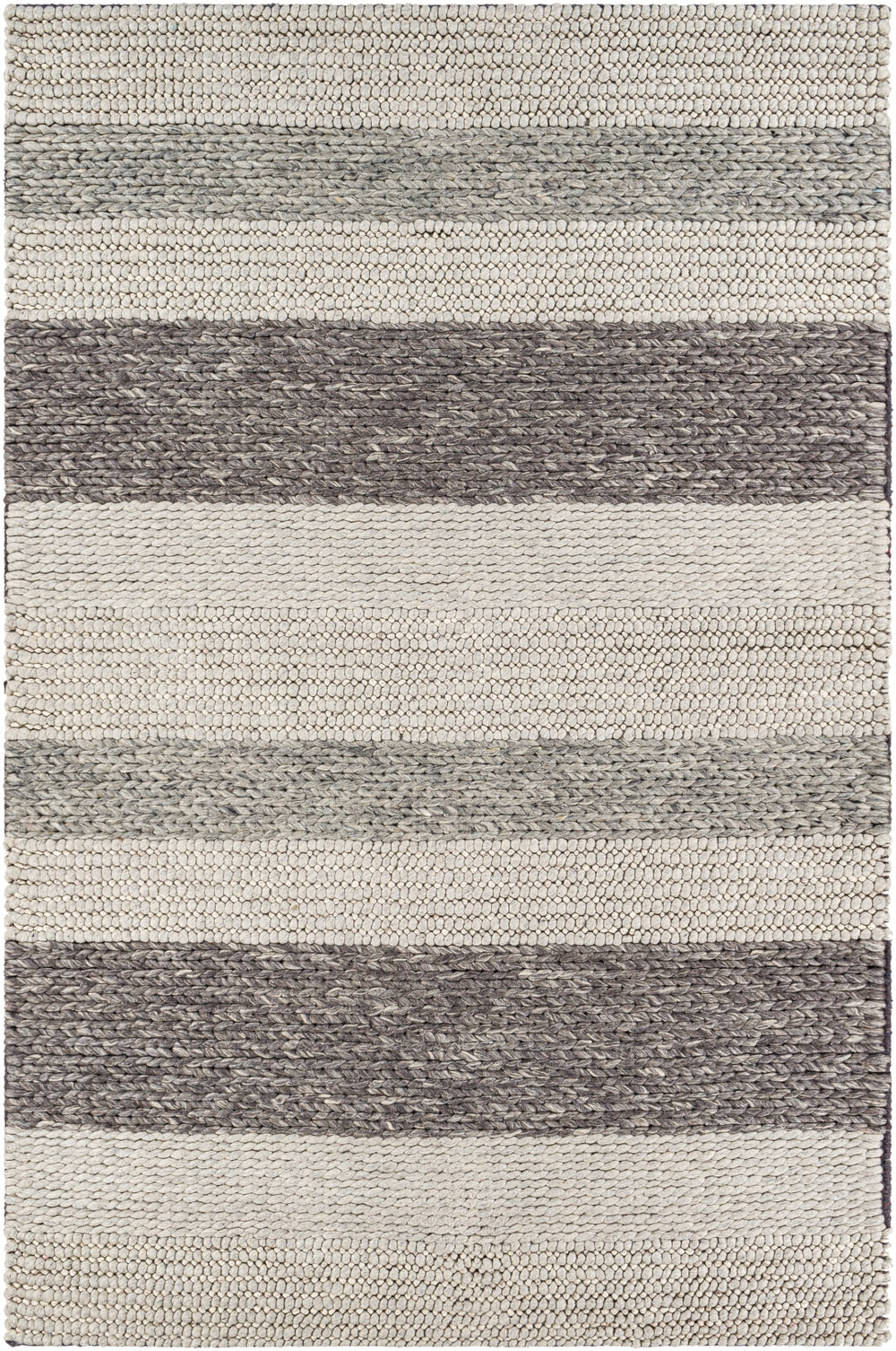 Asos ASS-2300 Cottage Wool, Cotton Rug ASS2300-81012 Charcoal, Medium Gray, Light Gray 80% Wool, 20% Cotton 8'10" x 12'