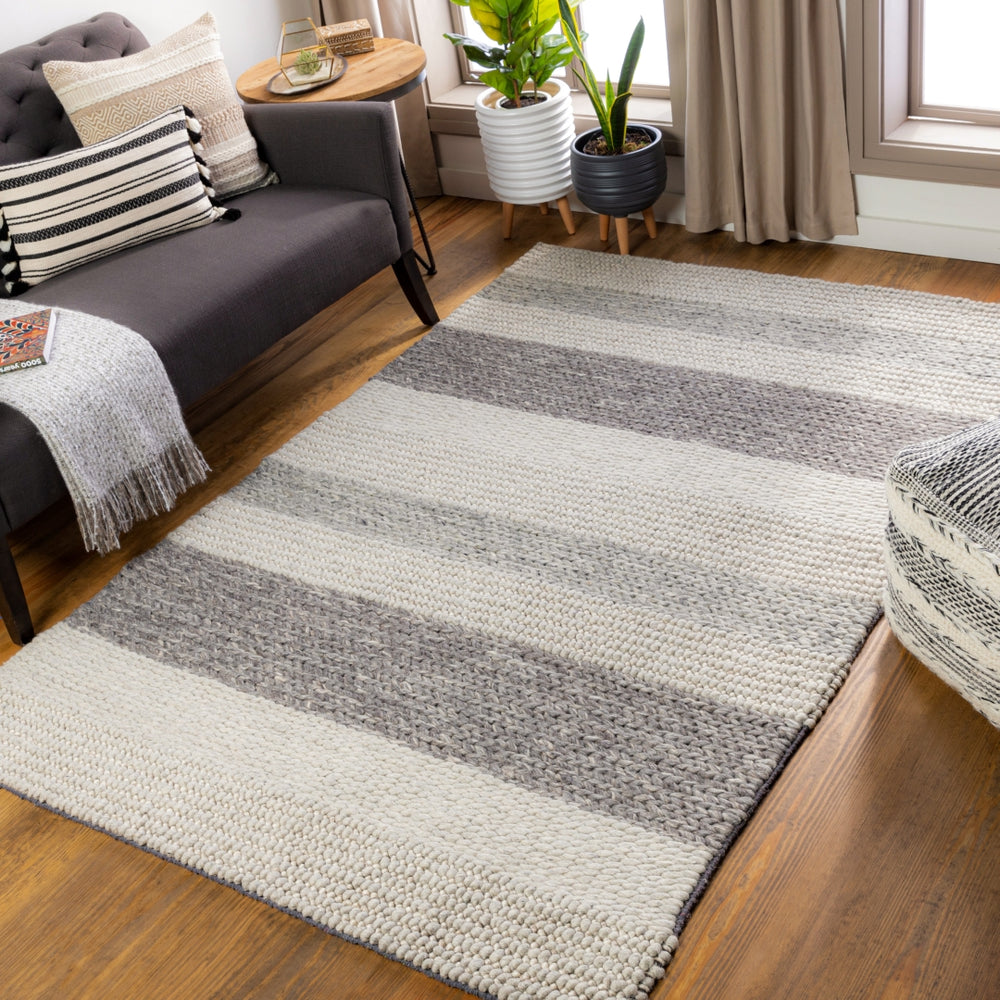 Asos ASS-2300 Cottage Wool, Cotton Rug ASS2300-81012 Charcoal, Medium Gray, Light Gray 80% Wool, 20% Cotton 8'10" x 12'