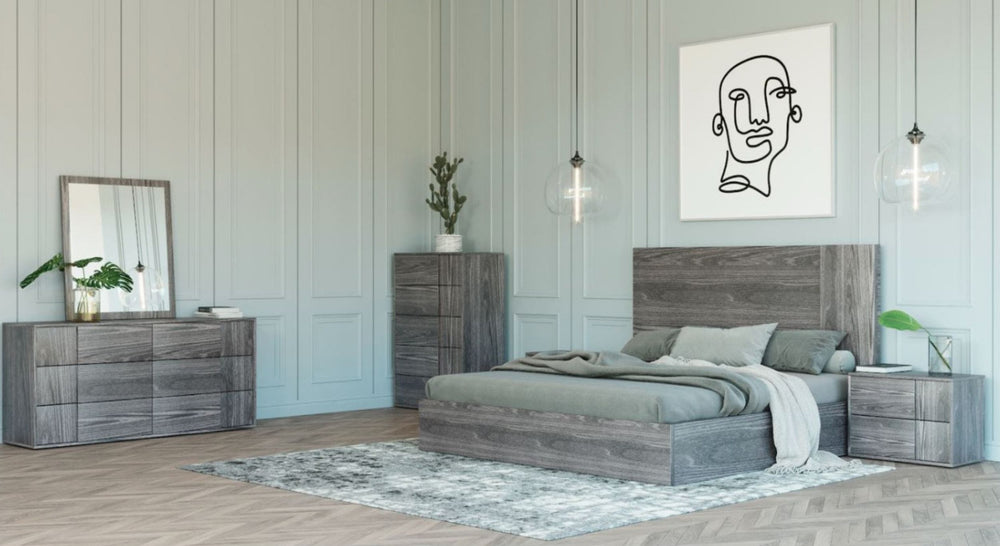 VIG Furniture Eastern King Nova Domus Asus - Italian Modern Elm Grey Bedroom Set VGACASUS-SET-GRY-EK
