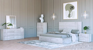 VIG Furniture Nova Domus Asus - Modern Italian White Washed Bed VGACASUS-WHT-BED