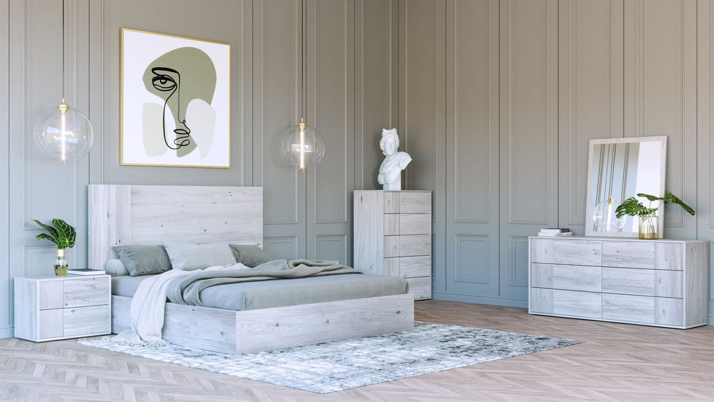 VIG Furniture Nova Domus Asus - Modern Italian White Washed Bedroom Set VGACASUS-WHT-SET