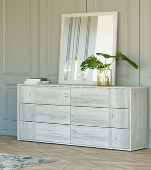 VIG Furniture Nova Domus Asus - Modern Italian White Washed Dresser & Mirror Set VGACASUS-DRS-MIR-WHT