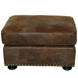 Porter Designs Elk River Leather-Look & Nail Head Transitional Ottoman Brown 01-33C-05-975