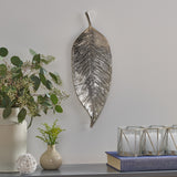 Ehlen Handcrafted Aluminum Leaf Wall Decor, Raw Nickel Noble House