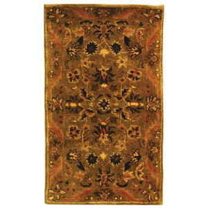 Antiquity At52  Hand Tufted Wool Pile Rug Olive / Gold