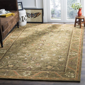 Antiquity At52  Hand Tufted Wool Pile Rug Olive / Gold