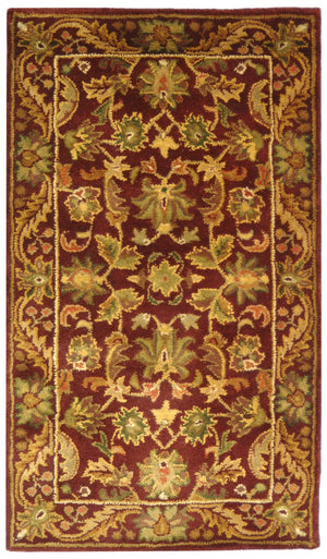 Antiquity At52  Hand Tufted Wool Pile Rug Wine / Gold