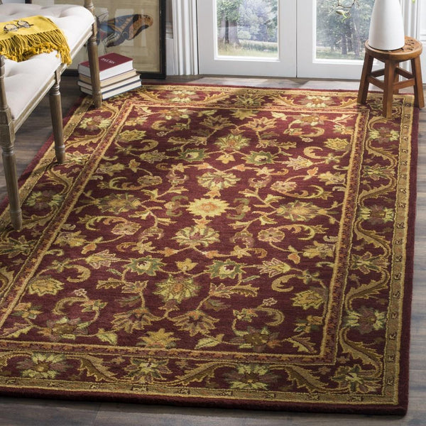 Antiquity At52  Hand Tufted Wool Pile Rug Wine / Gold