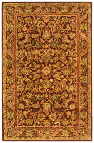 Antiquity At52  Hand Tufted Wool Pile Rug Wine / Gold