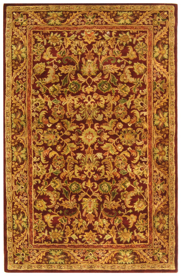 Antiquity At52  Hand Tufted Wool Pile Rug Wine / Gold