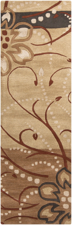 Athena ATH-5006 Modern Wool Rug ATH5006-268 Camel, Khaki, Tan, Dark Brown 100% Wool 2'6" x 8'