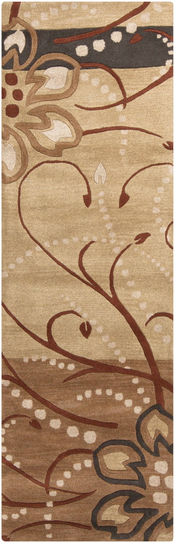 Athena ATH-5006 Modern Wool Rug ATH5006-268 Camel, Khaki, Tan, Dark Brown 100% Wool 2'6" x 8'