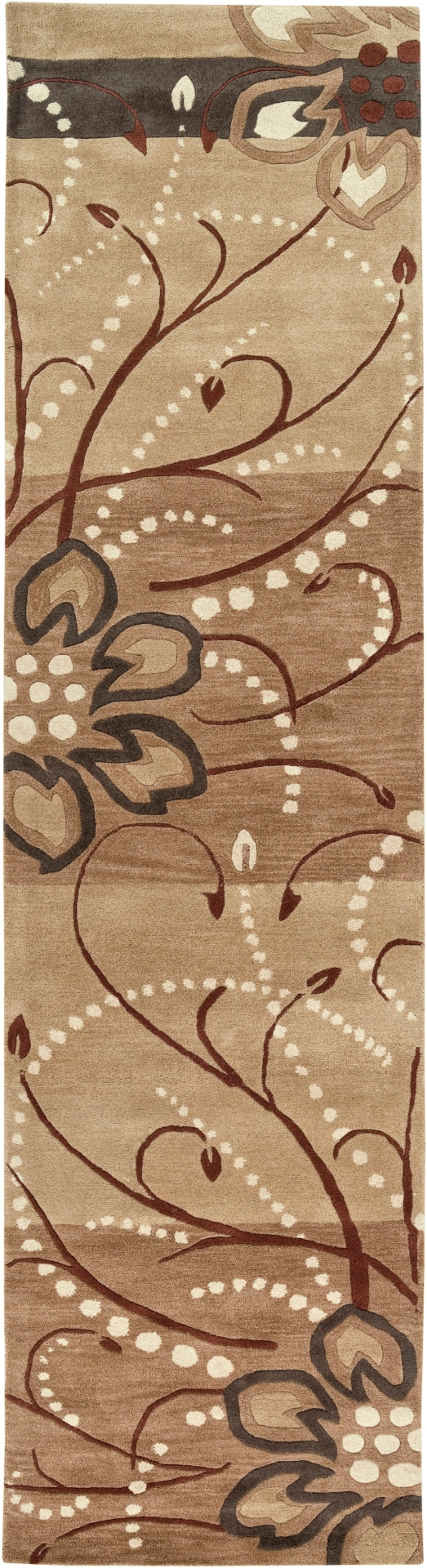 Athena ATH-5006 Modern Wool Rug ATH5006-312 Camel, Khaki, Tan, Dark Brown 100% Wool 3' x 12'