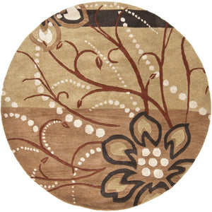 Athena ATH-5006 Modern Wool Rug ATH5006-99RD Camel, Khaki, Tan, Dark Brown 100% Wool 9'9" Round