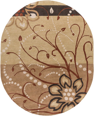 Athena ATH-5006 Modern Wool Rug ATH5006-810OV Camel, Khaki, Tan, Dark Brown 100% Wool 8' x 10' Oval