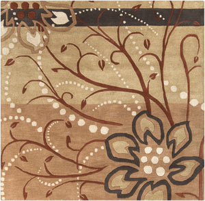 Athena ATH-5006 Modern Wool Rug ATH5006-8SQ Camel, Khaki, Tan, Dark Brown 100% Wool 8' Square