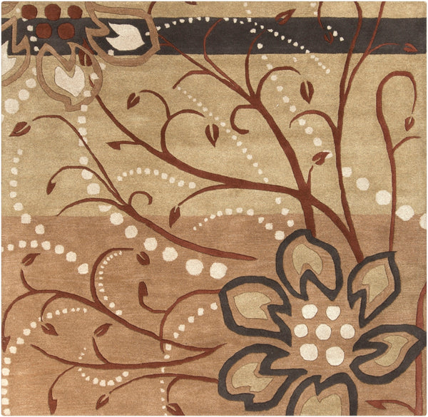 Athena ATH-5006 Modern Wool Rug ATH5006-8SQ Camel, Khaki, Tan, Dark Brown 100% Wool 8' Square
