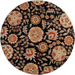 Athena ATH-5017 Cottage Wool Rug ATH5017-99RD Black, Garnet, Butter, Dark Green, Dark Brown, Medium Gray, Khaki 100% Wool 9'9" Round