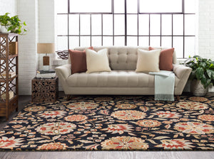 Athena ATH-5017 Cottage Wool Rug ATH5017-99SQ Black, Garnet, Butter, Dark Green, Dark Brown, Medium Gray, Khaki 100% Wool 9'9" Square