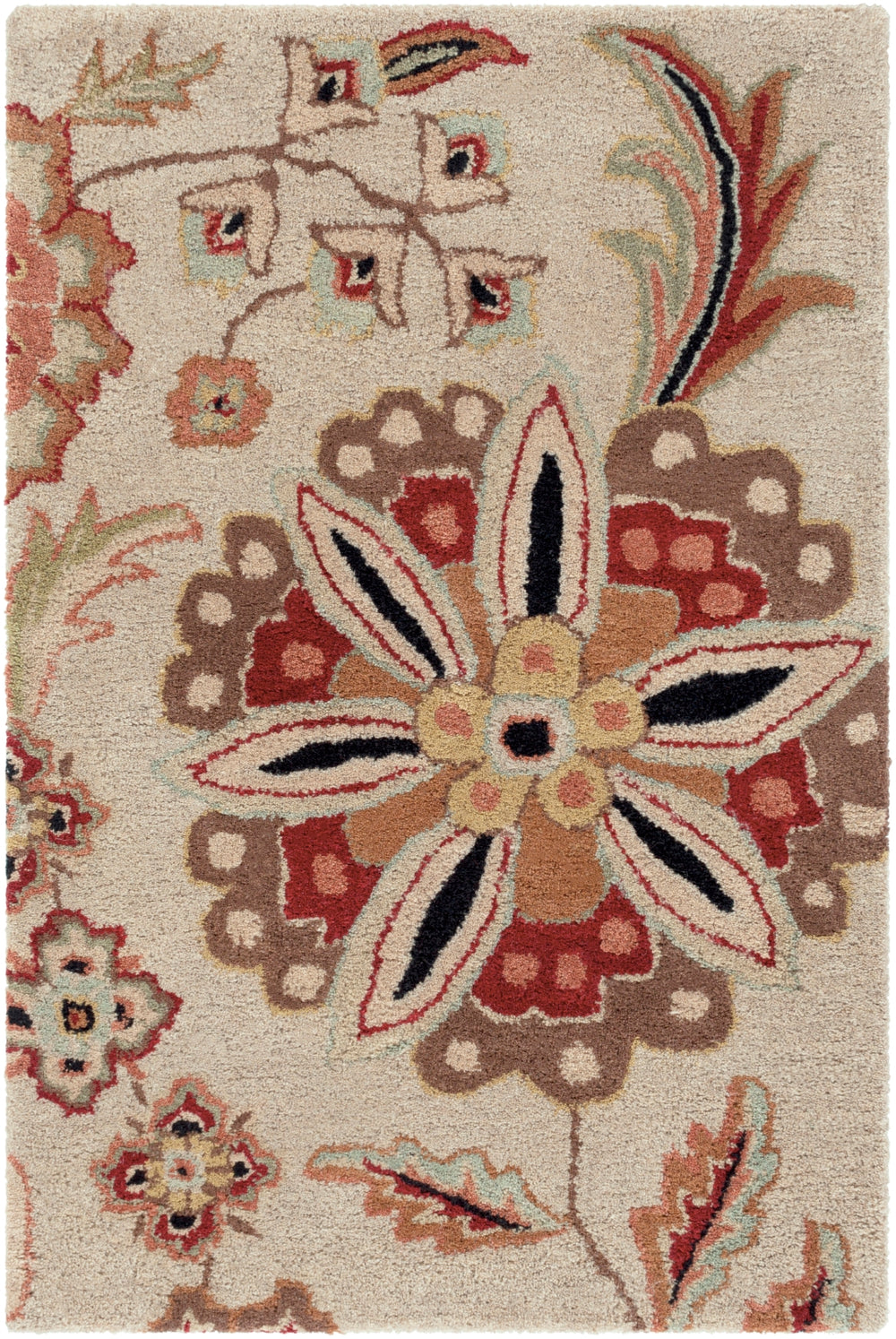 Athena ATH-5035 Cottage Wool Rug ATH5035-912 Dark Brown, Dark Red, Taupe, Camel, Tan, Olive, Light Gray 100% Wool 9' x 12'