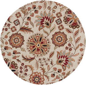 Athena ATH-5035 Cottage Wool Rug ATH5035-99RD Dark Brown, Dark Red, Taupe, Camel, Tan, Olive, Light Gray 100% Wool 9'9" Round
