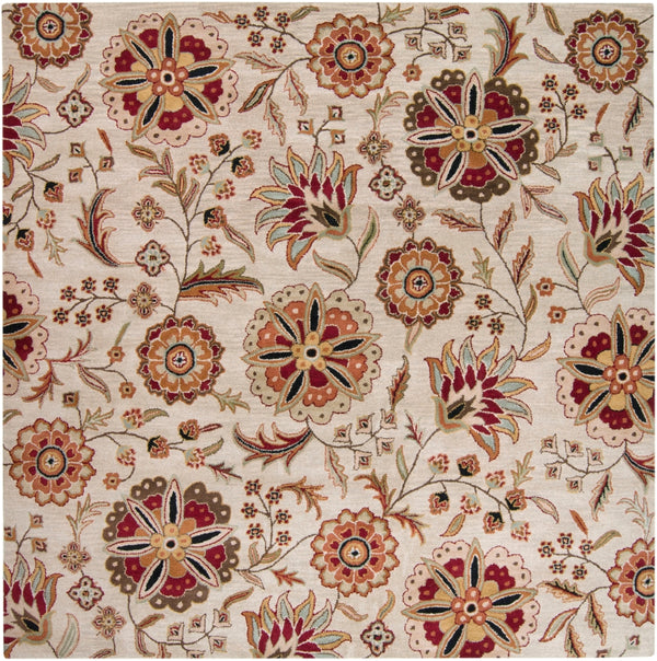 Athena ATH-5035 Cottage Wool Rug ATH5035-99SQ Dark Brown, Dark Red, Taupe, Camel, Tan, Olive, Light Gray 100% Wool 9'9" Square