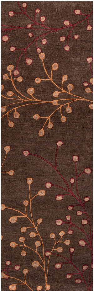 Athena ATH-5052 Cottage Wool Rug ATH5052-312 Dark Brown, Dark Red, Camel 100% Wool 3' x 12'