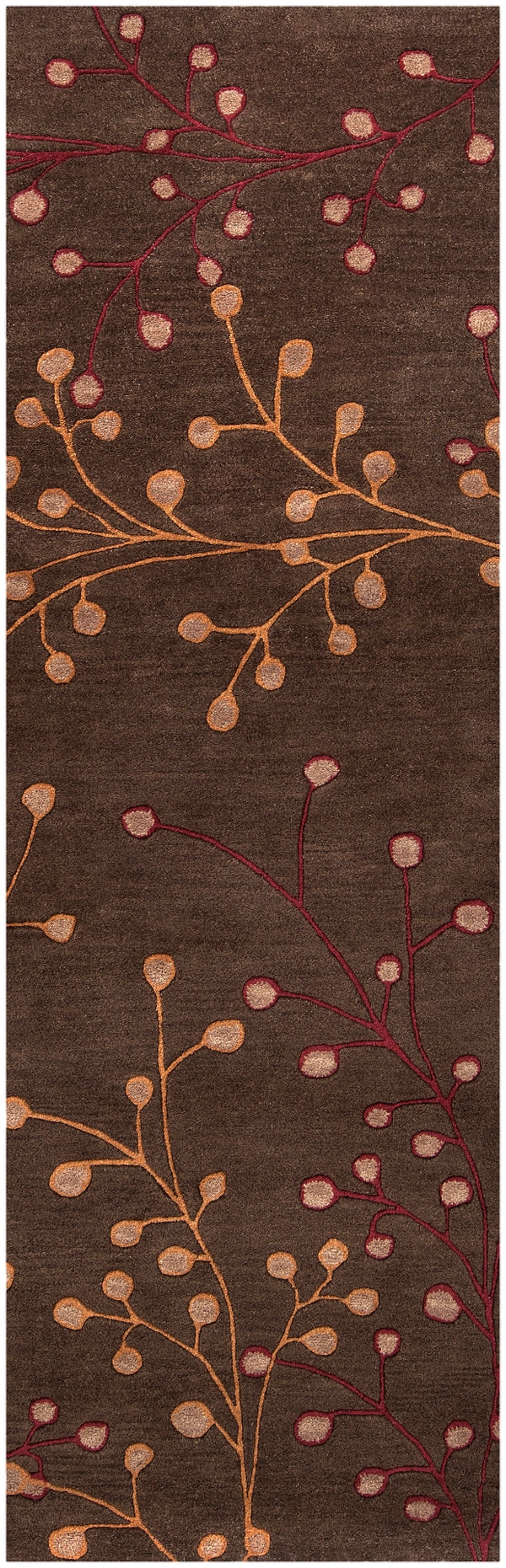 Athena ATH-5052 Cottage Wool Rug ATH5052-312 Dark Brown, Dark Red, Camel 100% Wool 3' x 12'