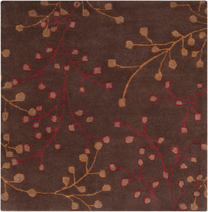 Athena ATH-5052 Cottage Wool Rug ATH5052-99SQ Dark Brown, Dark Red, Camel 100% Wool 9'9" Square