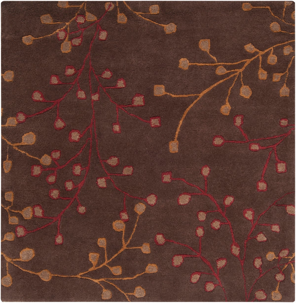 Athena ATH-5052 Cottage Wool Rug ATH5052-99SQ Dark Brown, Dark Red, Camel 100% Wool 9'9" Square