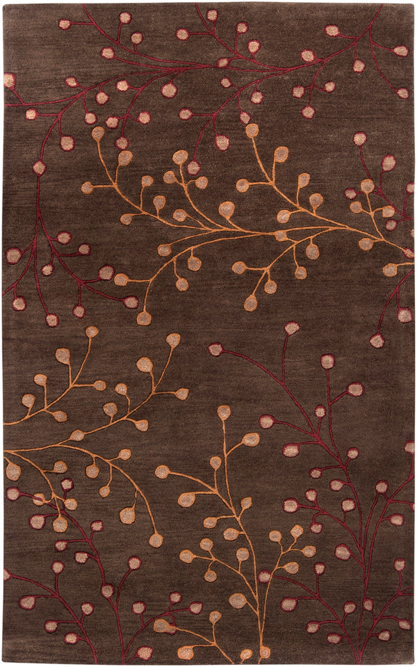 Athena ATH-5052 Cottage Wool Rug ATH5052-58 Dark Brown, Dark Red, Camel 100% Wool 5' x 8'